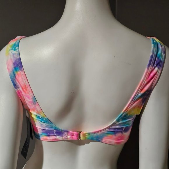 California Waves Tie Dyed Knotted Bralette Bikini Top - Picture 4 of 9